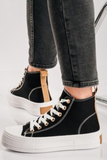 Υφασμάτινα δίσολα sneakers - Μαύρο