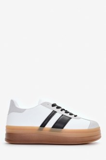 Street style δίσολα sneakers με ρίγες - Λευκό/Μαύρο