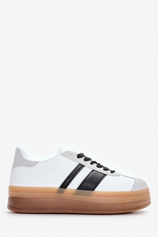 Street style δίσολα sneakers με ρίγες - Λευκό/Μαύρο