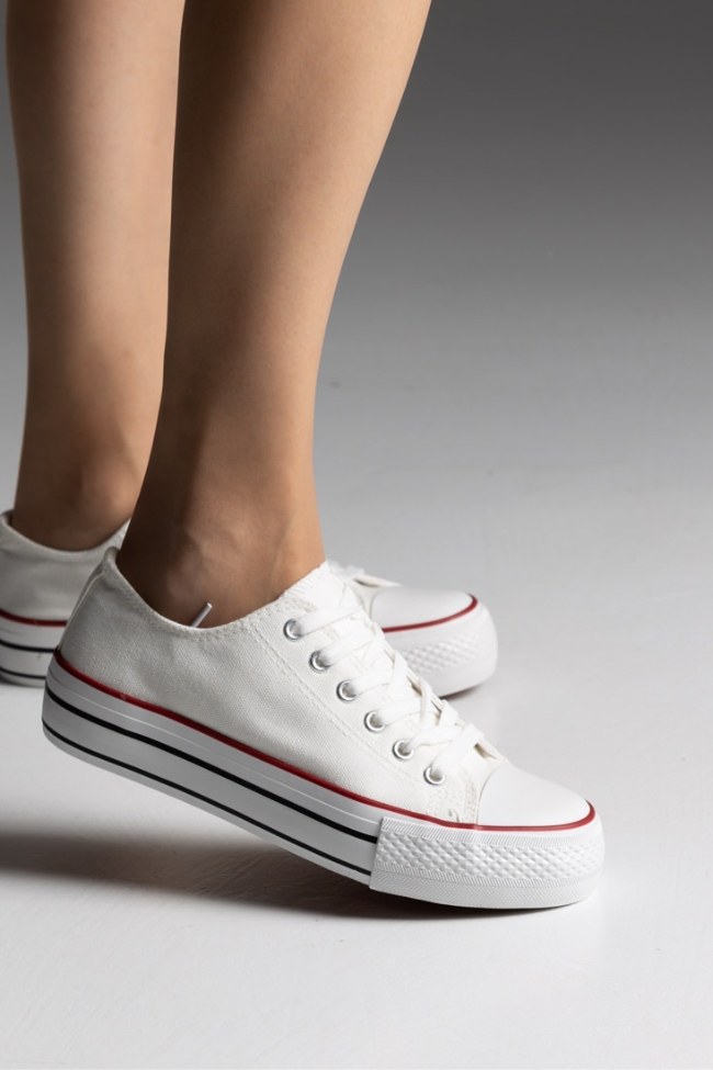Δίσολα Sneakers Πάνινα με Μοντέρνα Σόλα - Λευκό - Image 3