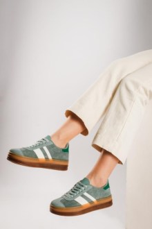 Street style δίσολα sneakers με ρίγες – Πράσινο