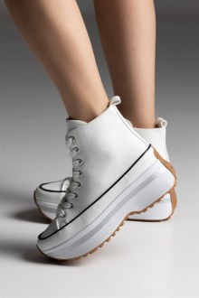Sneaker δερματίνη Μποτάκια Platform - Λευκό