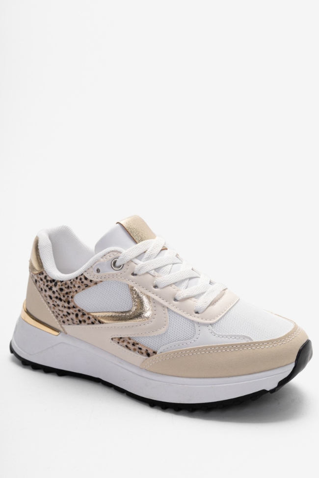 Sneakers με Animal Print & Χρυσές Λεπτομέρειες - Μπέζ - Image 6