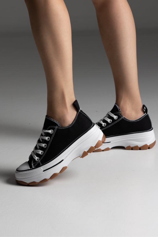 Sneakers πάνινα με chunky σόλα - Μαύρο - Image 5