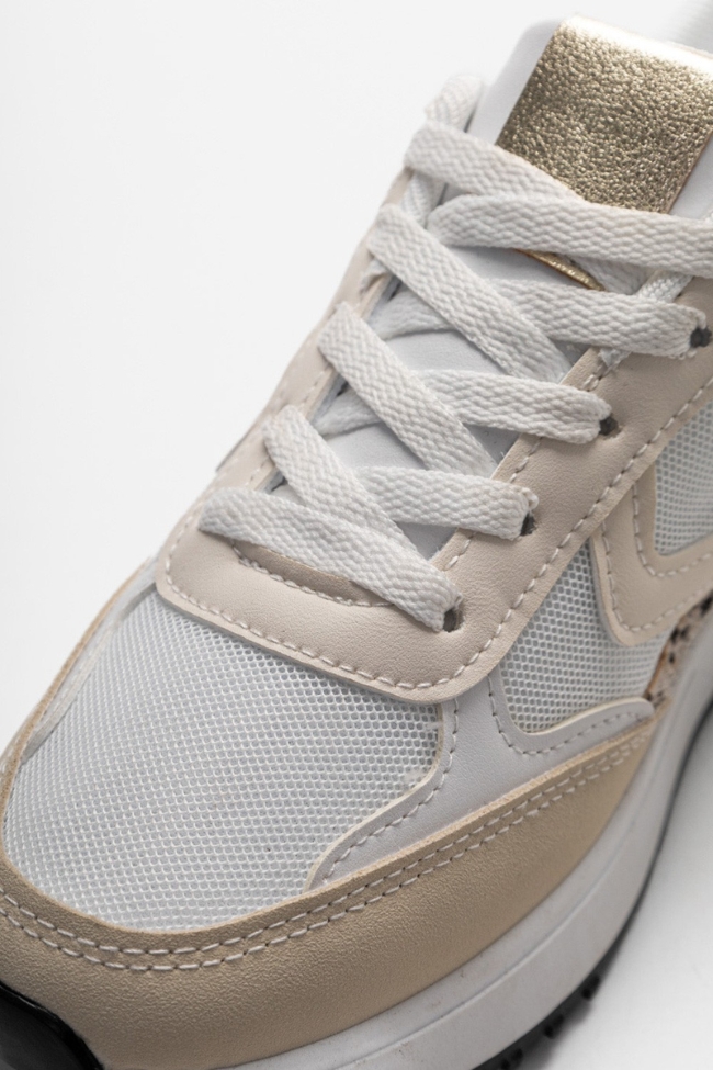 Sneakers με Animal Print & Χρυσές Λεπτομέρειες - Μπέζ - Image 3