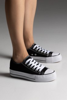 Δίσολα Sneakers Πάνινα με Μοντέρνα Σόλα – Μαύρο