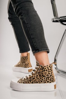 Υφασμάτινα δίσολα sneakers -Λέοπαρ