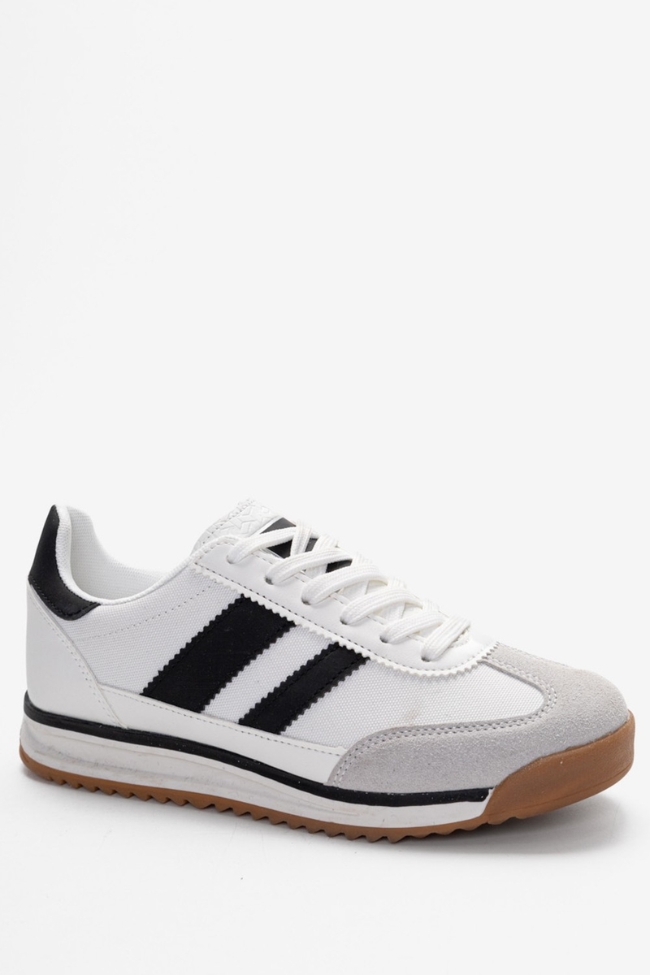 Sneakers Retro με Διχρωμίες - Λευκό / Μαύρο - Image 3