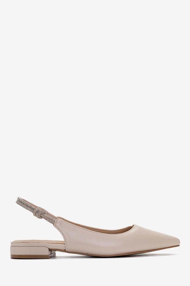 Slingback γόβες με Στρας – Μπεζ - Image 4