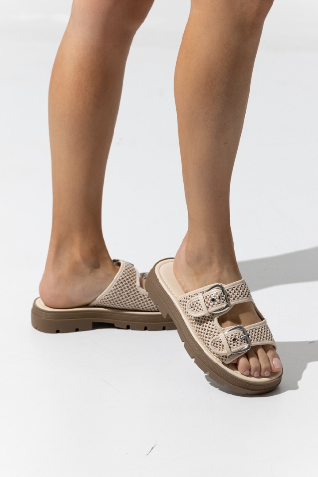 Γυναικεία Σανδάλια Flatforms Δίπατα με μαλακό πάτο - Μπέζ - Image 2