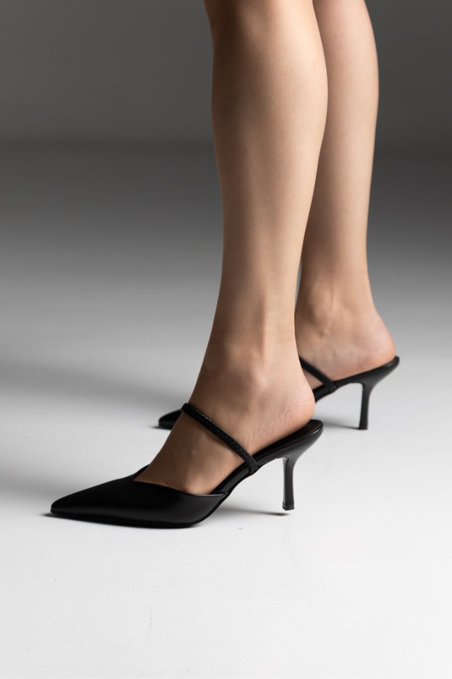Slingback Γόβες με Λεπτό Τακούνι και λουράκι - Μαύρο - Image 3