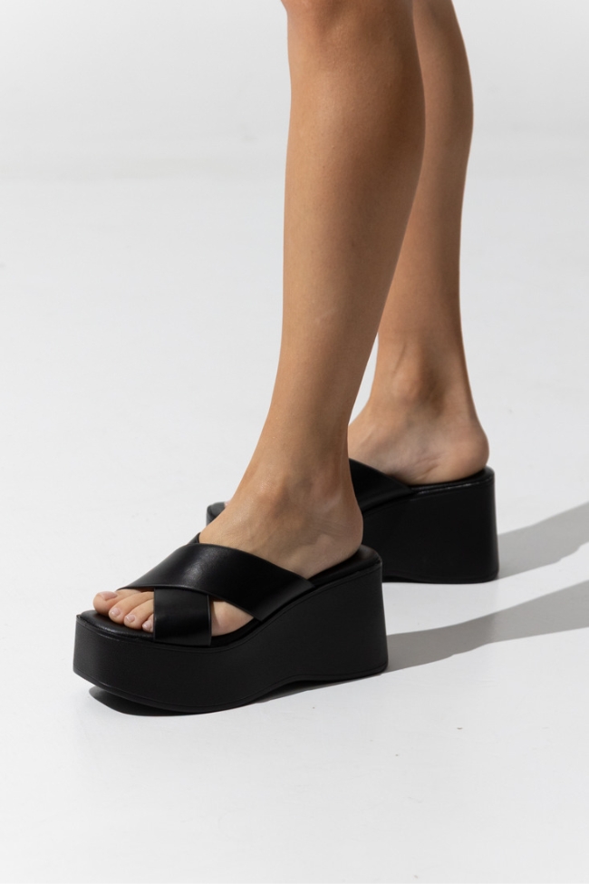 Πλατφόρμες με Χιαστί Λουράκια - Μαύρο