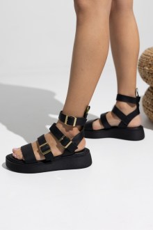 Σανδάλια Δίσολα Gladiator με αφρώδη αναπαυτικό πάτο - Μαύρο