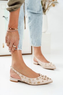 Γοβάκια Μυτερά Slingback με Τρουκς – Μπεζ