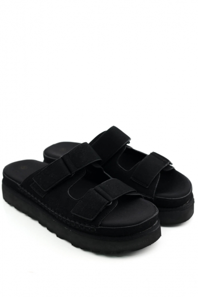 Ανατομικά σανδάλια Flatform με Αυτοκόλλητα Λουράκια - Μαύρο - Image 4