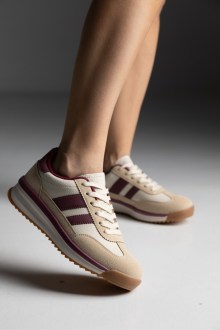 Sneakers Δίχρωμα με Ριγέ Σχέδιο – Μπεζ