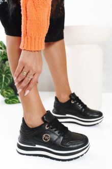 Sneakers με Chunky Σόλα και Μεταλλικό Στοιχείο - Μαύρο