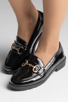 Μοκασίνια Λουστρίν με Τόκα - Μαύρο