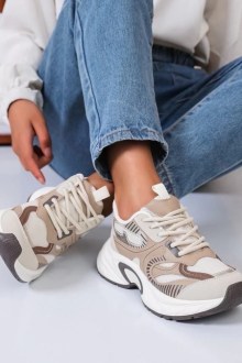 Sneakers Chunky με Συνδυασμό Χρωμάτων - Μπέζ