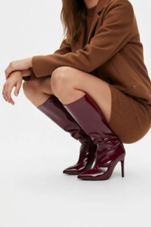 Μπότες Λουστρίνι με λεπτό τακούνι - Μπορντό
