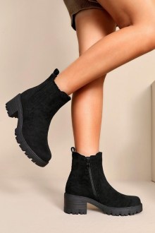 Μποτάκια Chelsea με Τρακτερωτή Σόλα - Μαύρο