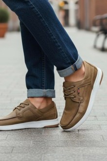 Ανδρικά Ανατομικά υποδήματα με κορδόνια & μαλακό πάτο – Κάμελ