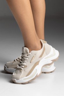 Sneakers σε Συνδυασμό Υλικών & Διακοσμητικό – Μπεζ