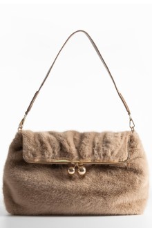 Γούνινη τσάντα clutch – Χακί