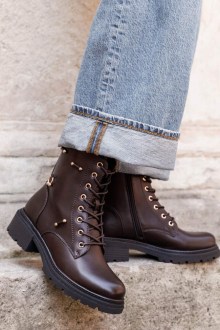 Αρβυλάκια δερματίνη σε μαύρο χρώμα με μεταλλικά στοιχεία - Καφέ