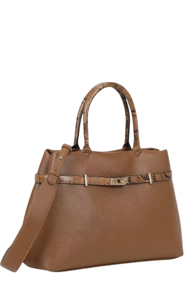 Τσάντα ώμου με χρυσές λεπτομέρειες - Κάμελ - Image 3