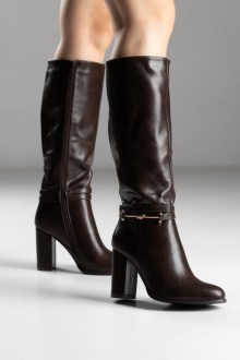 Μπότες Μυτερές με Διακοσμητική - Καφέ