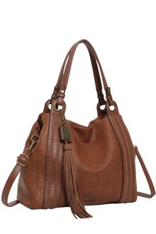 Τσάντα ώμου με κρόσσια – Κάμελ