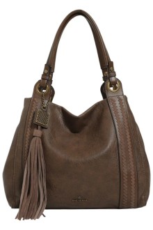 Τσάντα ώμου με κρόσσια – Καφέ