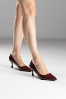 Γόβες με λεπτό χαμηλό τακούνι - Μπορντό