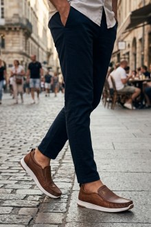 Ανατομικά Μοκασίνια με δερμάτινο πάτο  – Κάμελ