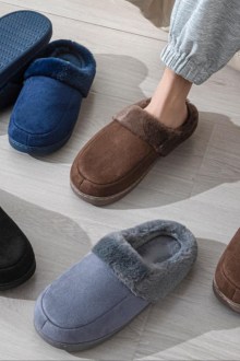 Ανδρικές παντόφλες σουέτ με εσωτερική γούνα