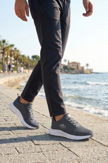 Unisex Sneakers υφασμάτινα running sneakers – Γκριζο