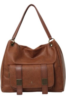 Τσάντα ώμου με κρίκο στο λουράκι  - Κάμελ