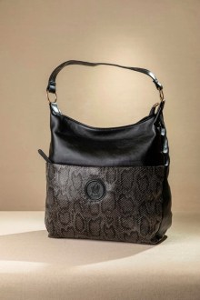 Shopping Bag με εξωτερική θήκη με φερμουάρ- Μαύρο