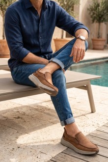 Ανδρικά μοκασίνια πολύ ελαφριά με μαλακό πάτο – Κάμελ