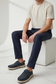 Ανδρικά Δερμάτινα Ανατομικά - Μπλε