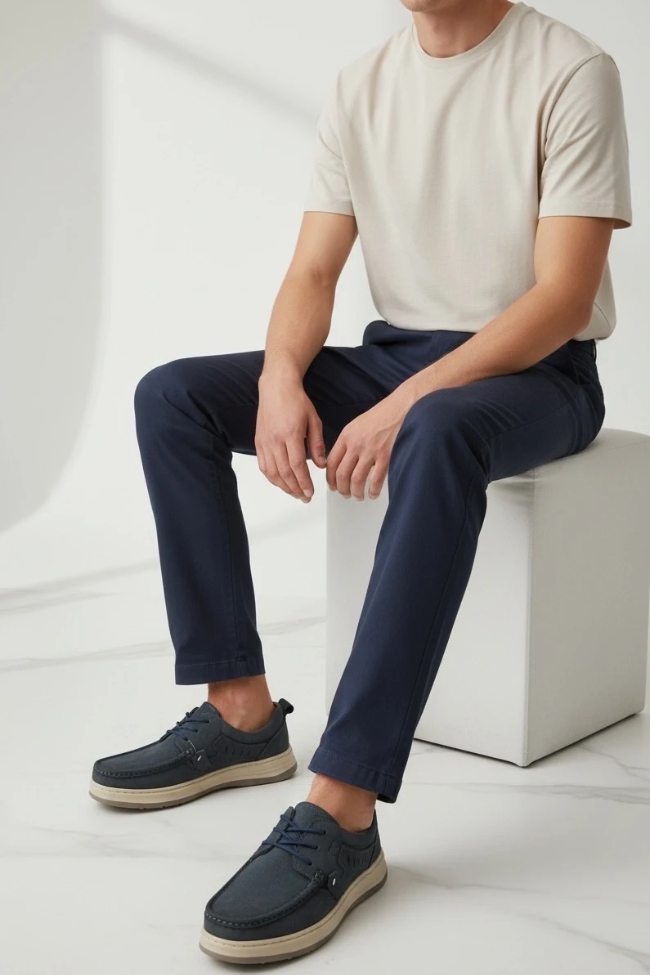 Ανδρικά Δερμάτινα Ανατομικά - Μπλε