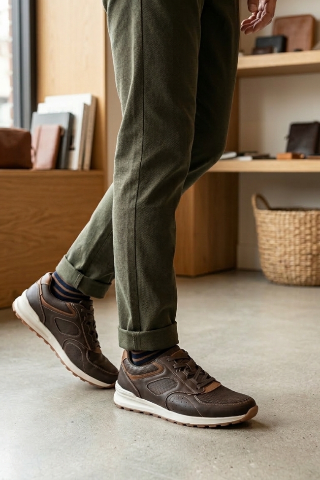 Αντρικό Δερμάτινο ανατομικό παπούτσι – Καφέ