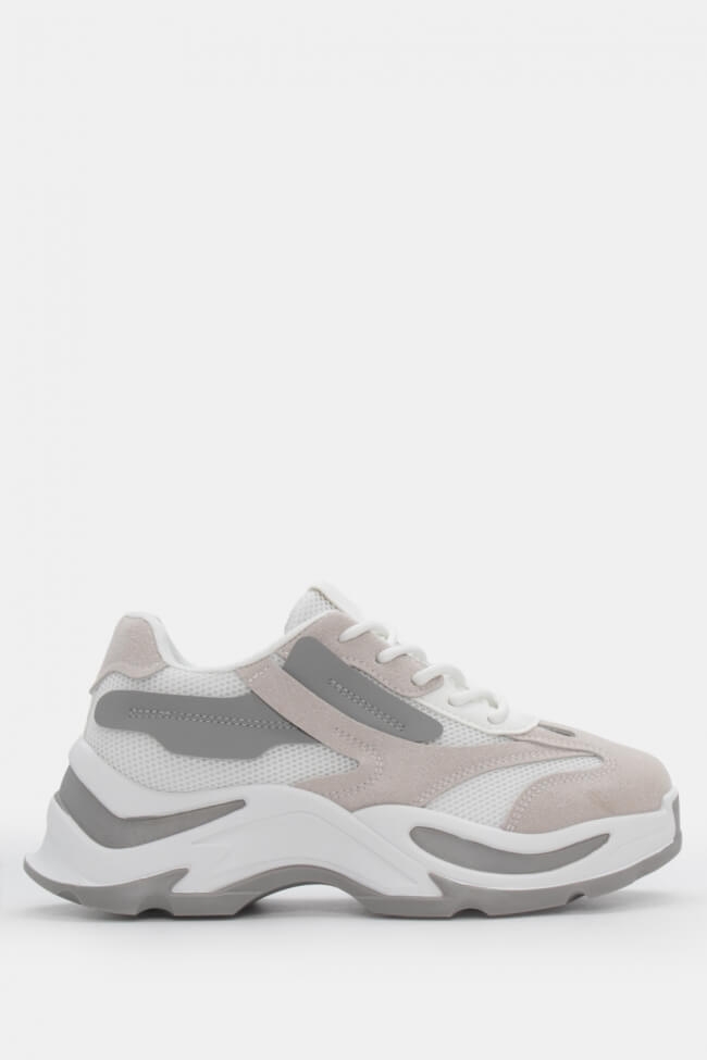 Sneakers Chunky Δίχτυ με Ογκώδη Σόλα – Λευκό - Image 4