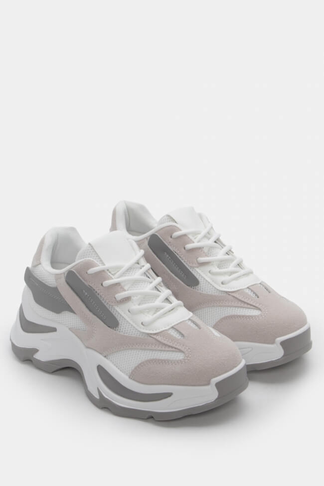 Sneakers Chunky Δίχτυ με Ογκώδη Σόλα – Λευκό - Image 5