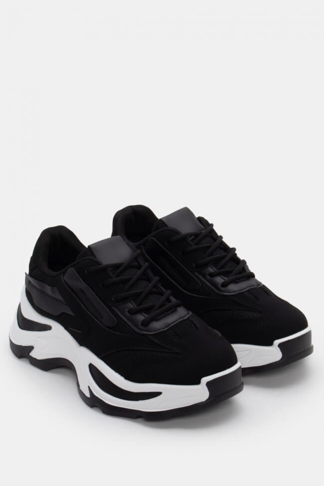 Sneakers Chunky Δίχτυ με Ογκώδη Σόλα - Μαύρο - Image 4