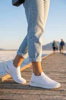 Sneakers Κάλτσα slip-on με διχτυωτό ύφασμα χωρίς κορδόνια - Λευκό