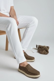 Αντρικό Δερμάτινο ανατομικό casual Μοκασινι - Καφέ