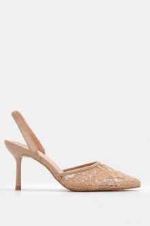 Γόβες Μυτερές με Δαντέλα – Σκούρο Μπεζ