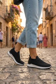 Sneakers Κάλτσα slip-on με διχτυωτό ύφασμα χωρίς κορδόνια – Μαύρο/Λευκό